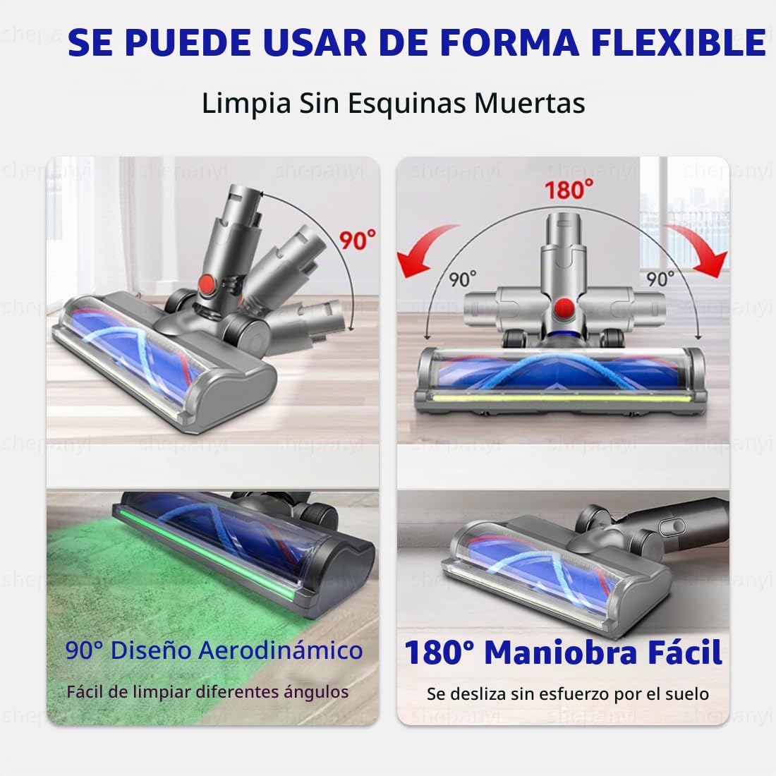 LED Cepillo de Suelo Compatible para Dyson V6 DC58 DC59 DC62 DC72 DC74 SV04 SV06 SV09 Aspiradora,Cepillo de Aspiradora para suelo duro y alfombra,No Se Aplica a Alfombras Largas.