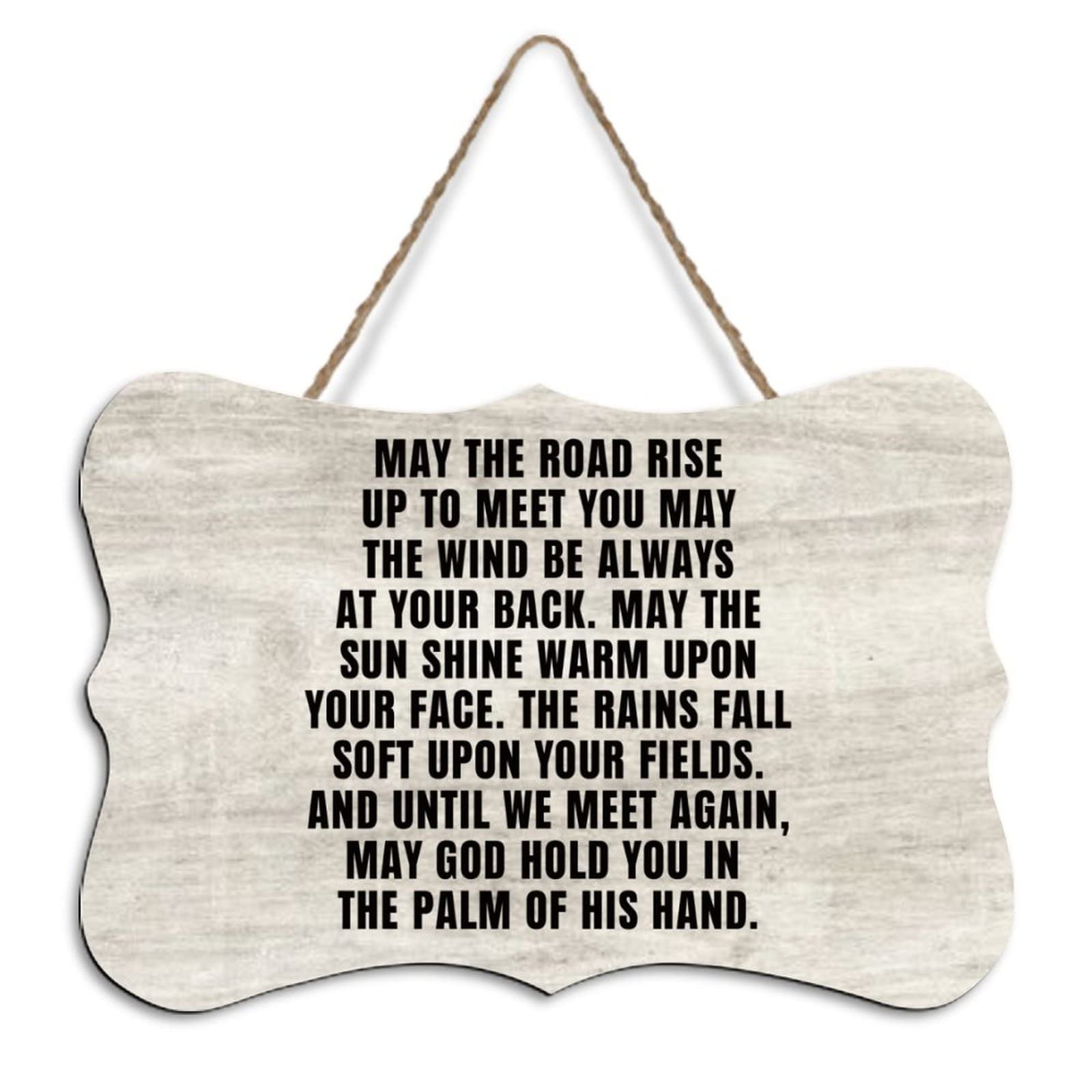 Rustic Hanging Wood Sign May The Road Rise Up to Meet You, Irish Blessing Wooden Plaque Sign Home Wall Art Decor for Living Room Bedroom Farmhouse Office 8"x10"