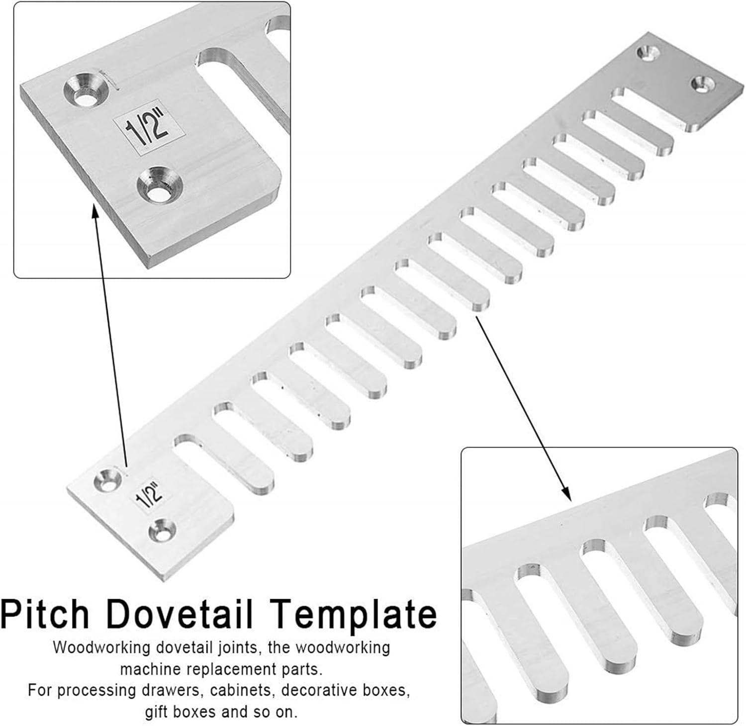 Pitches Dovetail Template Pitches Router Kits for Through and Box Joints Wood Woodworking Tool