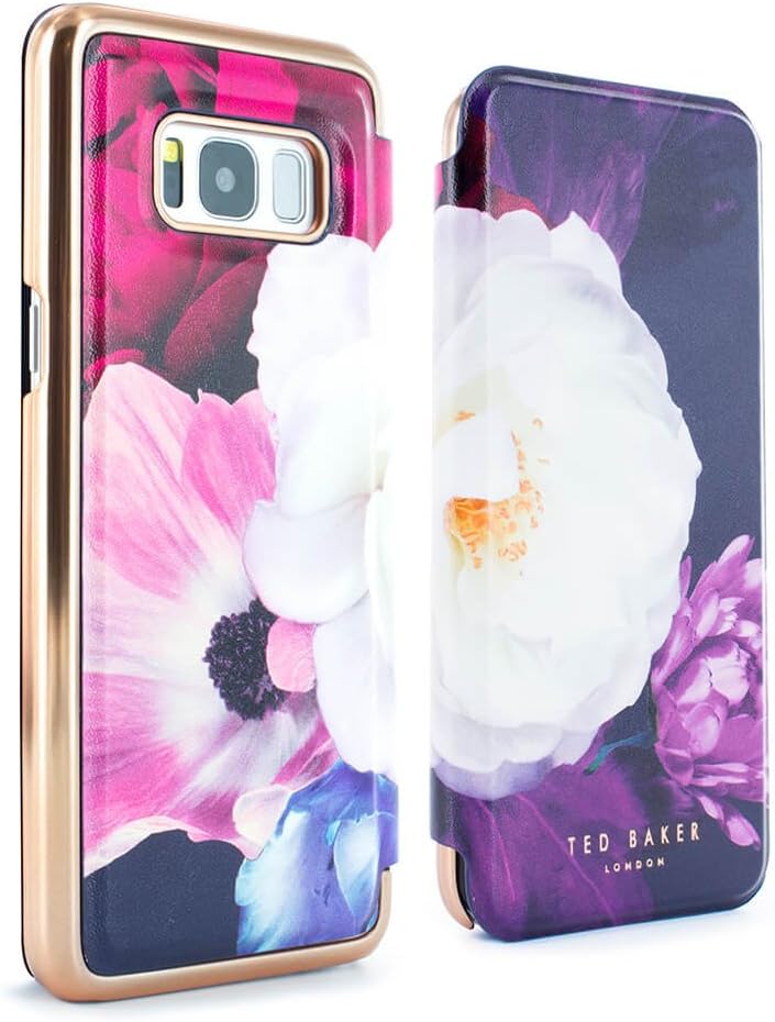 Ted Baker Official Samsung Galaxy S8 - Luxury Folio Case/Cover in Flower Design for Women with Built-In Interior Mirror for Galaxy S8 2017 - Candace - Blushing Bouquet