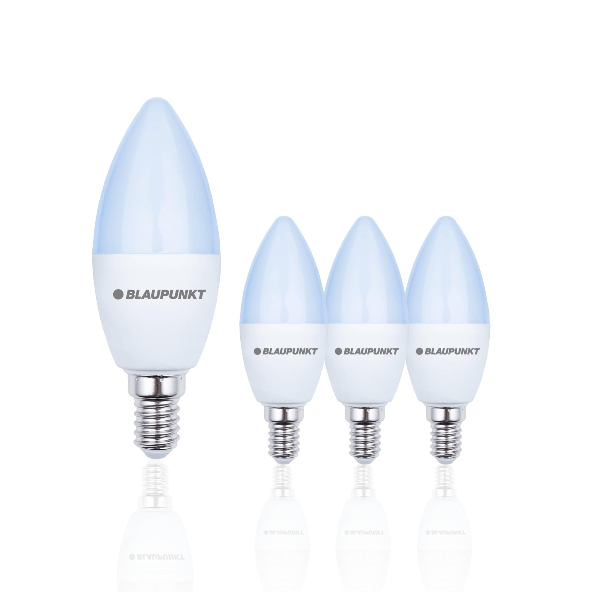 Blaupunkt E14 LED Light Bulb Candle Shape | 7W (Equivalent to 50W) 595 Lumens | 6000K Cool White | Non‑Dimmable | E14 Screw Base | Energy‑Saving Home Lighting – Pack of 4
