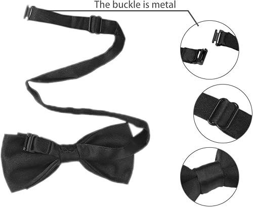 Vista 4 de Allegra K Corbata de lazo ajustable para hombre, preatada, sólida, para fiesta, graduación, esmoquin, pajarita