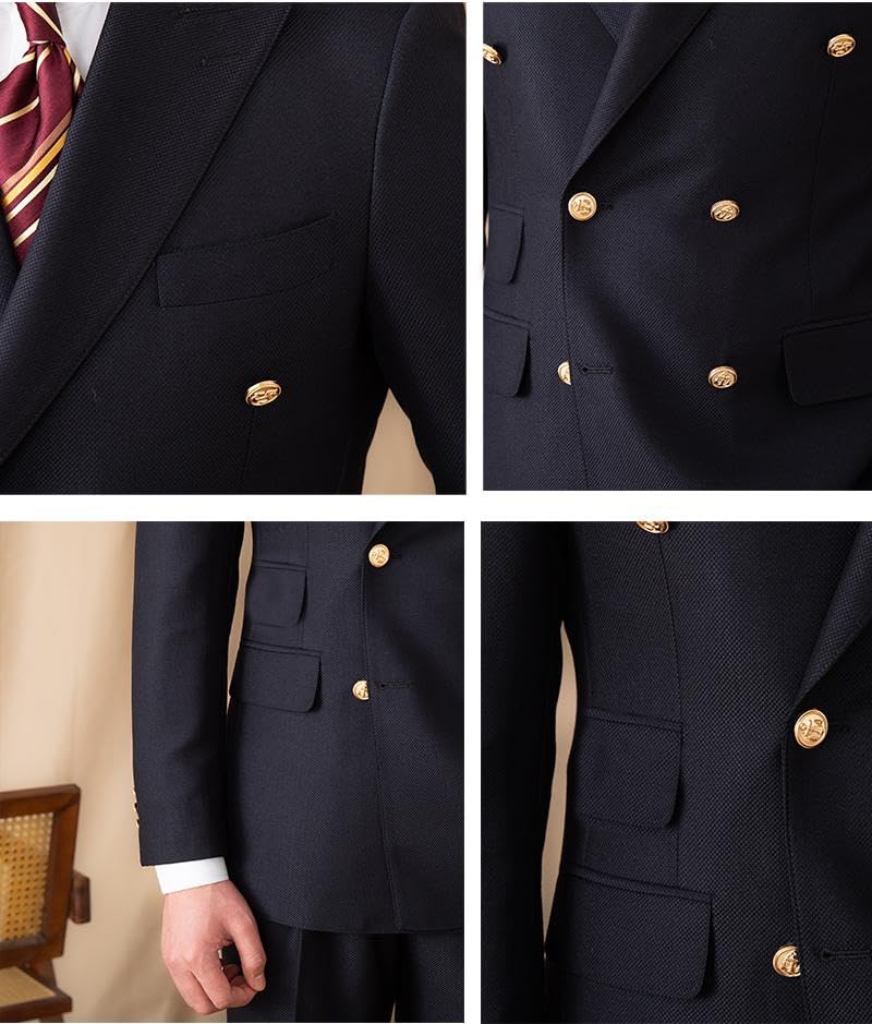 Mens Suit 2 Piece Double Breasted Peak Lapel Suit Men Slim Fit Suit Blazer Pants Wedding Prom Suit for Men3