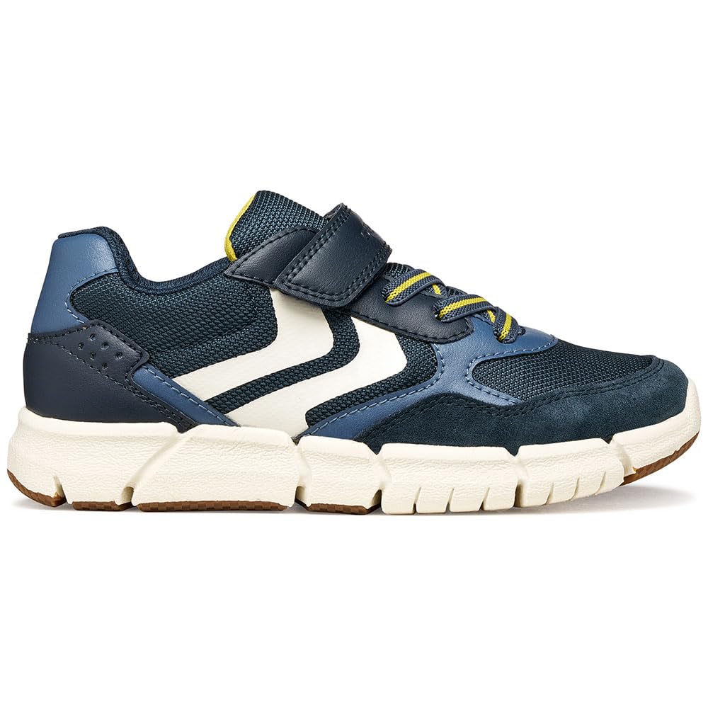 Geox J FLEXYPER Boy B Trainers, Navy/Yellow, 30 EU