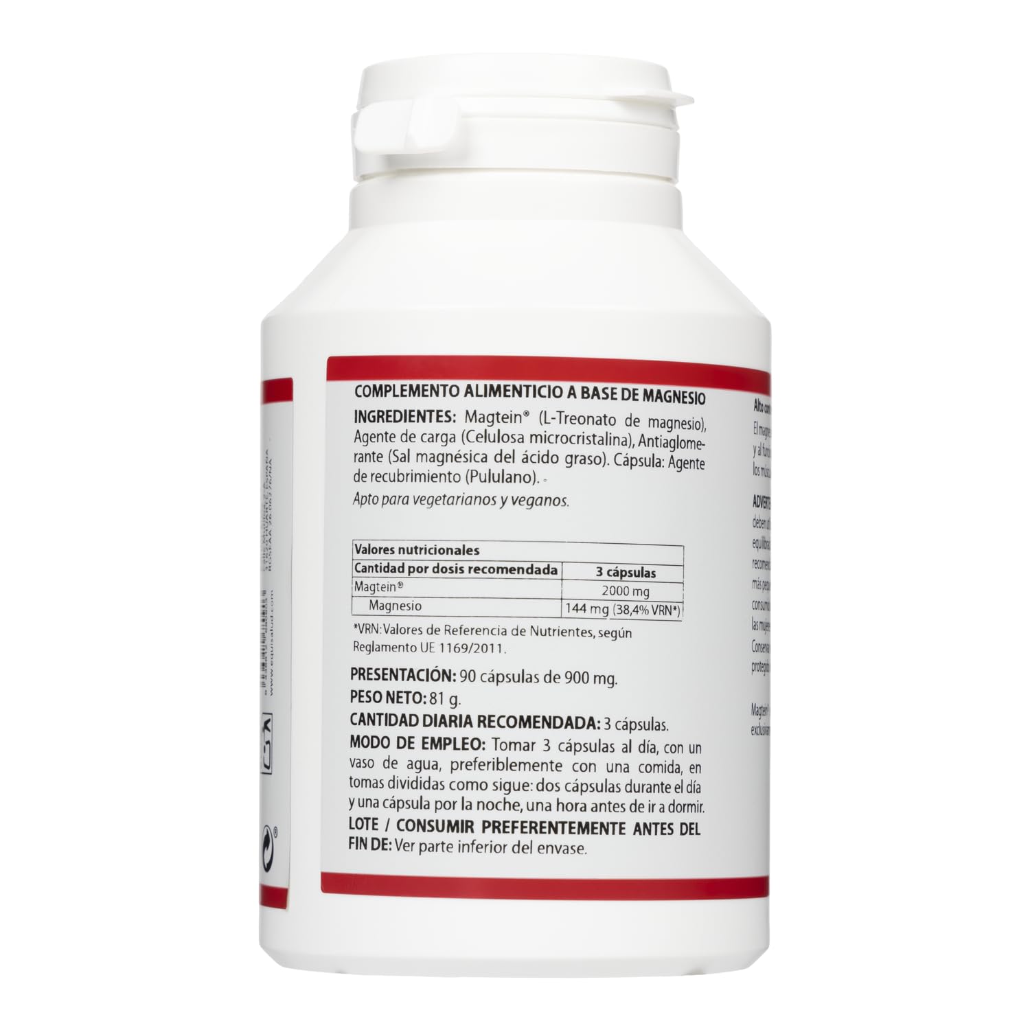 Holomega Magtein L-Treonato de Magnesio de Equisalud, 90 cápsulas