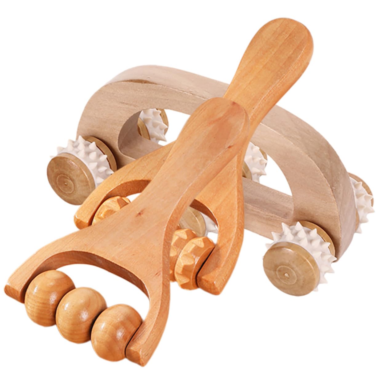 Conjunto De Masajeador Rodillo De Mano Masajeador Para Cuello Beto Masajeador De Pies Masajeadores Faciales Martillo De Masaje De Bambú 3 Piezas X 4