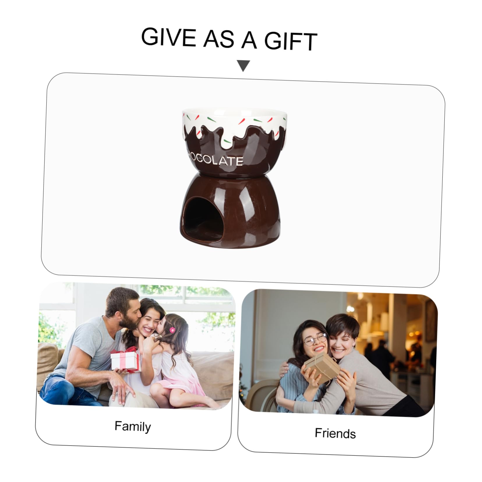 FELTECHELECTR Ceramic Chocolate Melter Cheese Fondue Pot Set Warming Plate for Cheese Chocolate