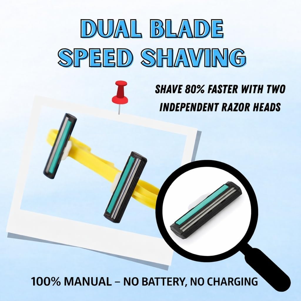 Manual 2-in-1 Bald Head Shaver for Men – Fast & Smooth Hair Removal with Dual Blade Design, Skin-Safe, Lightweight & Travel-Ready