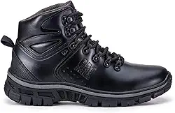 CATEXTREMO Coturno Arizona em Couro Emborrachado Premium, Semi Impermeável, Palmilha Anatômica em PU, Entressola EVA, Militar, Cadarços Reforçados, Preto, Tamanhos 35-46