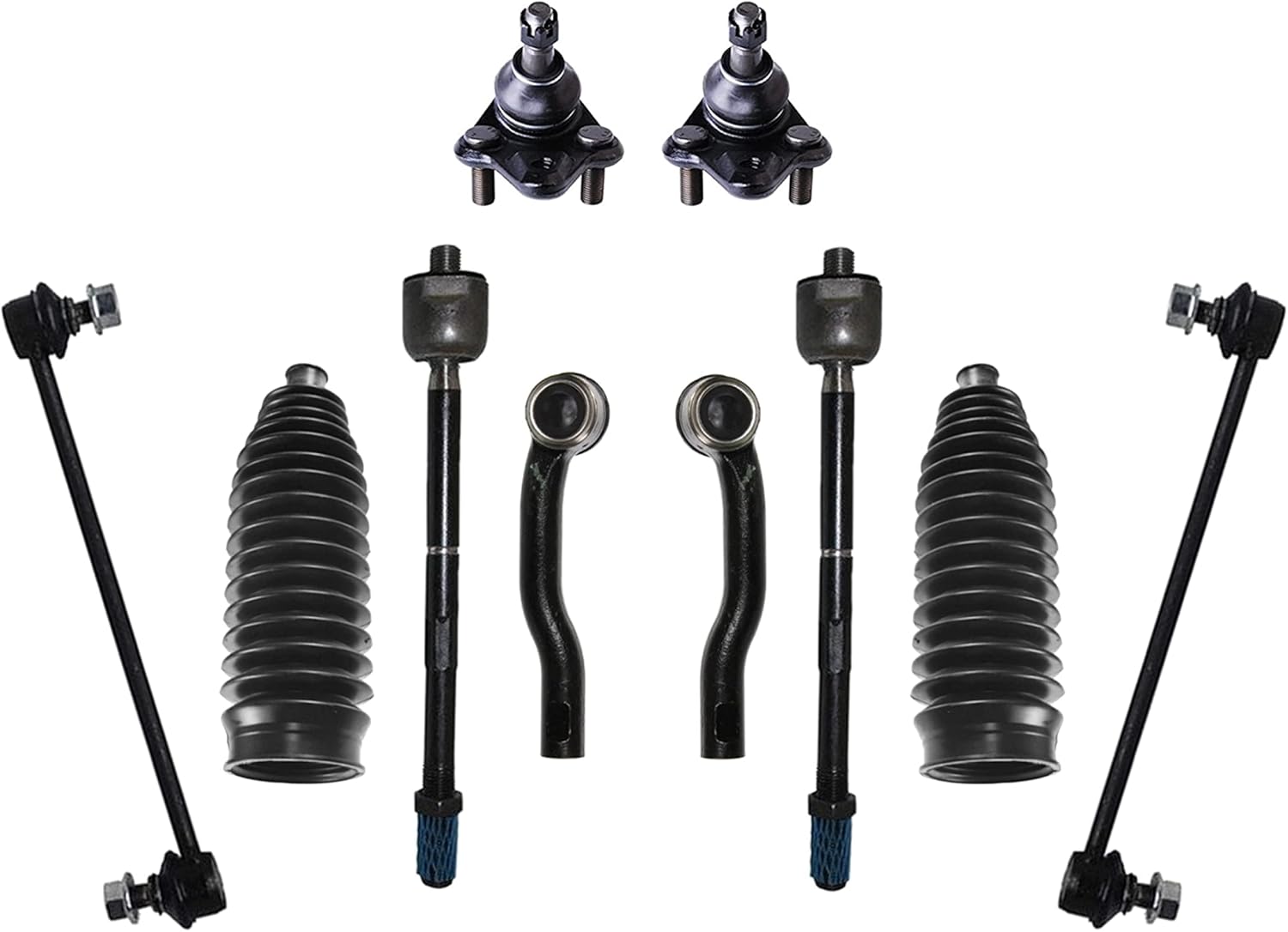 PartsW - 10 Pc Suspension Kit Lower Ball Joints, Sway Bar Links, Tie Rod Ends with Bellow Boots Fits Toyota Corolla 2003-2008 All Models