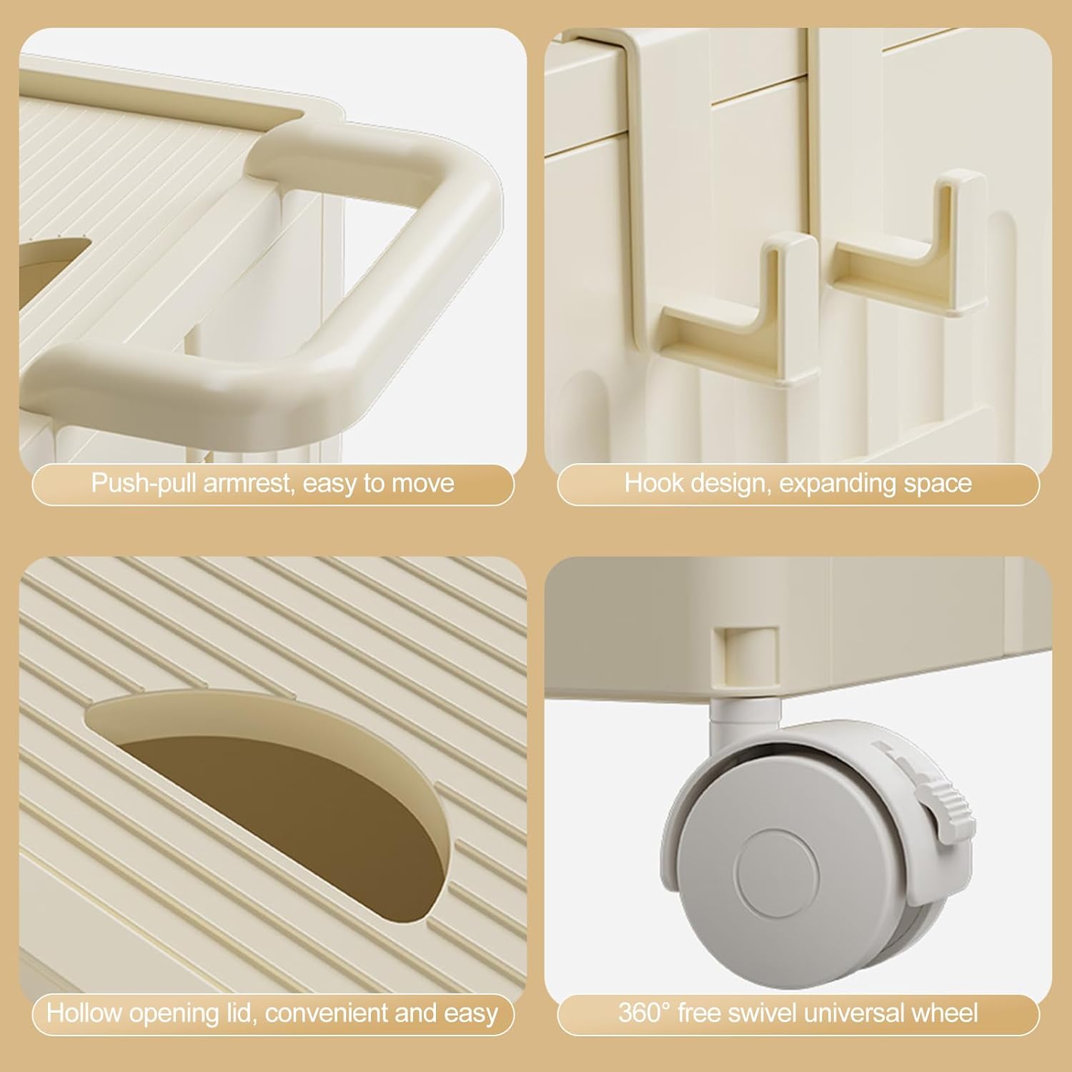 Ergocar Can Fold The Storage Box, The Universal Wheel Can Move 360 °,With a Cover Storage Box,It Is Suitable For Bedrooms, Living Rooms, Offices, Car Trunk