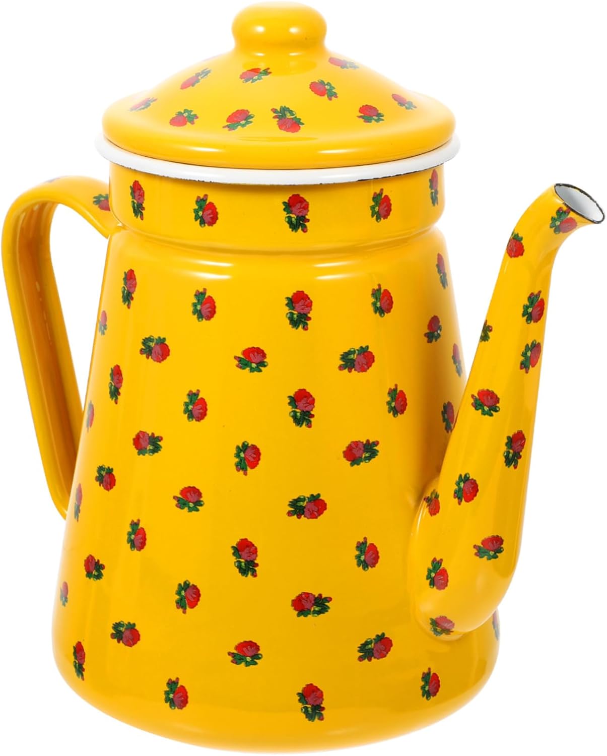 Vintage Enamel Coffee Kettle Stovetop Safe Teapot Thickened Enamel Design for Camping and Home Color 1.5L Capacity Multi-Purpose Kitchen Essential