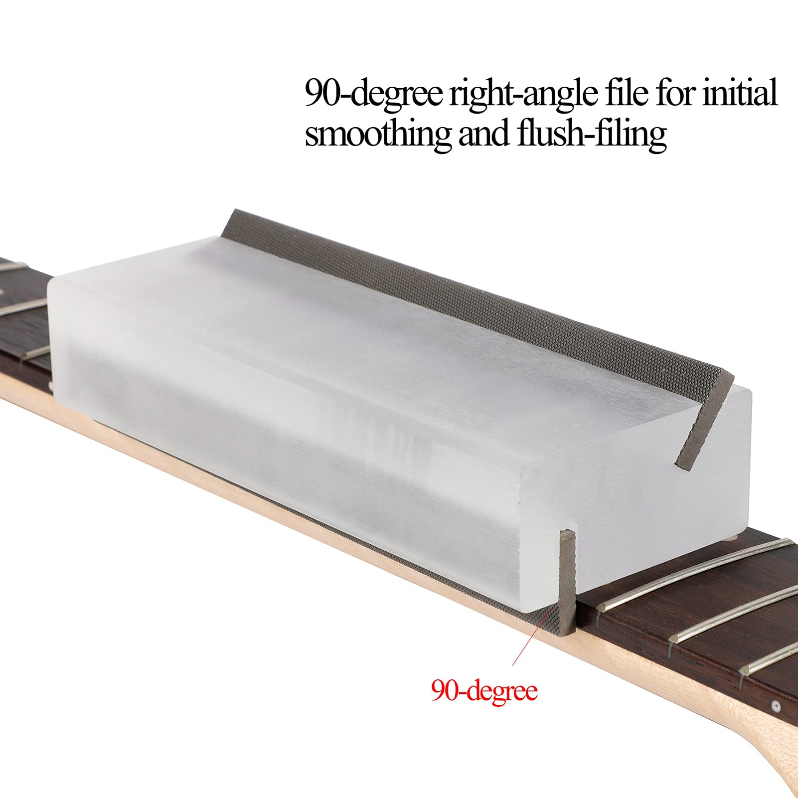 Lime biseautée à frettes en acier à haute teneur en carbone avec angles de 35° et 90° pour un entretien et un lissage précis, 150 x 60 x 30 mm