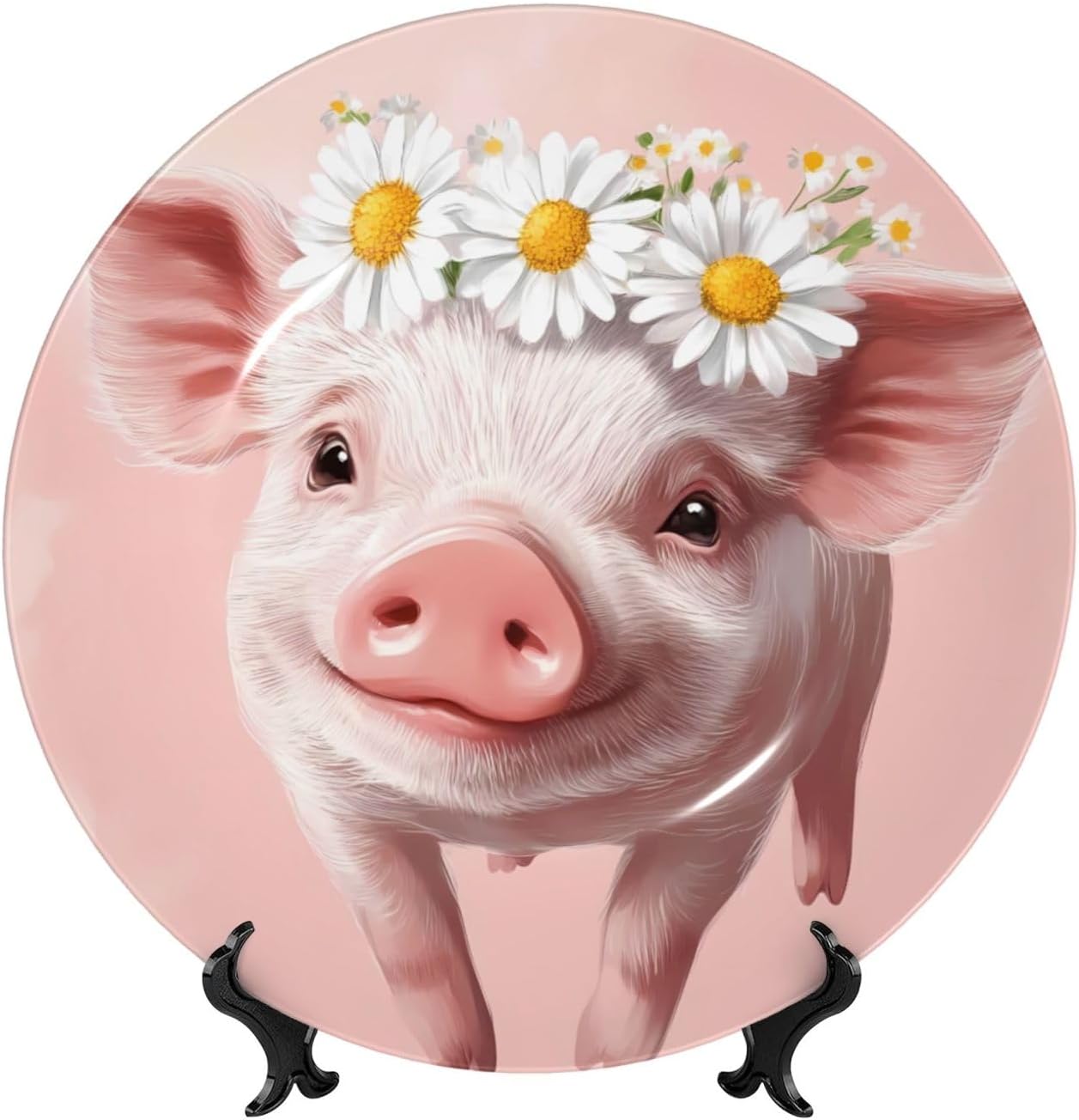 Cute Baby Pig Style Ceramic Plate Display Home Display With Stand Wall Hanging Plate For Home Decor 10 Inch