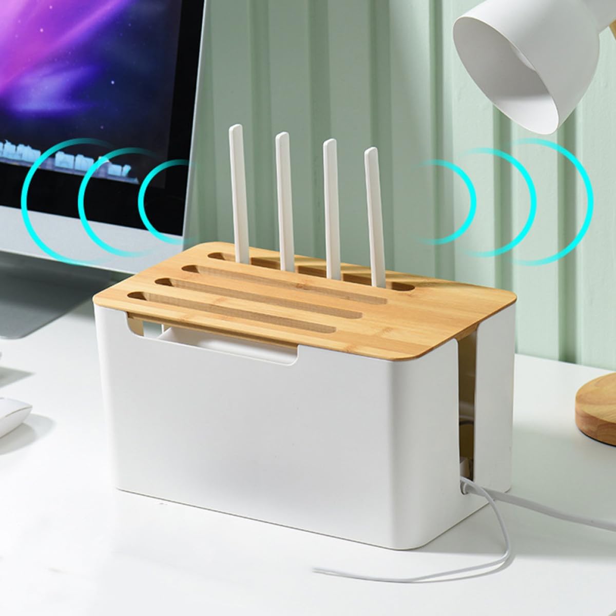 Power Strip Cable Organizer Box Large Cover Cable Management Case for Router and USB Charger Cord Storage Home Office Wire Storage Box