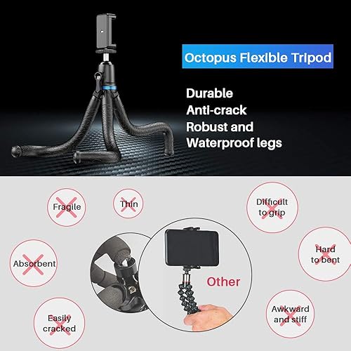 Miniatura 6 de MIAO LAB - Trípode flexible para teléfono, con obturador remoto inalámbrico y clip universal, compatible con iPhone, teléfono Android, cámara