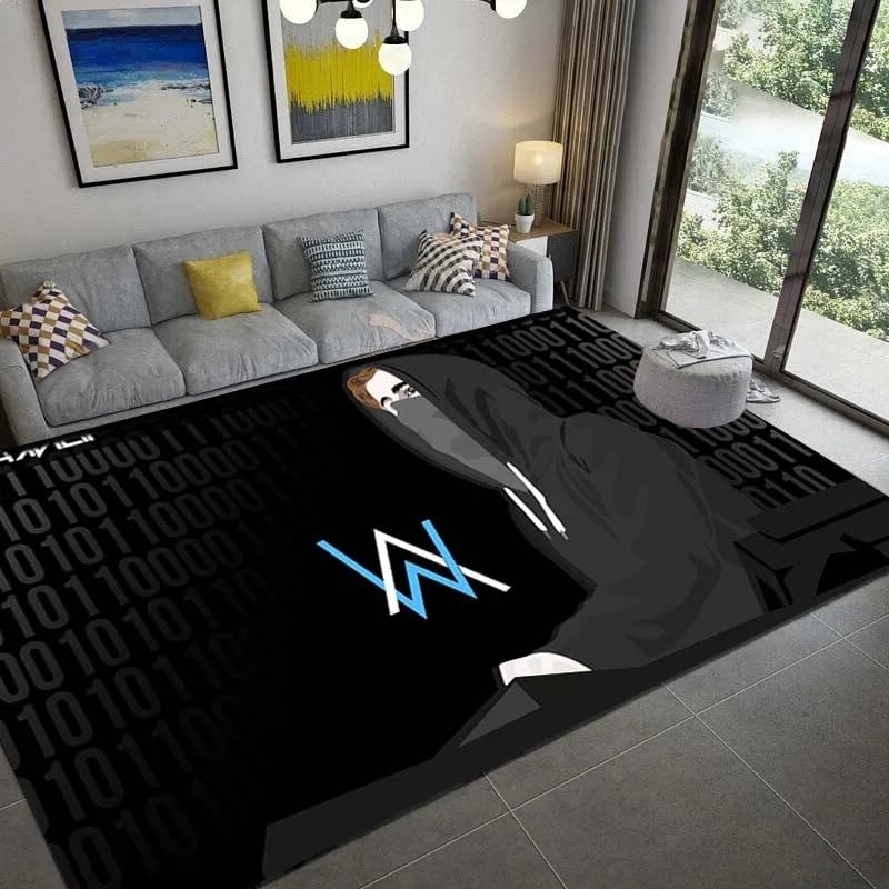 DJ Alan-Walker Música Fiesta Infantil Alfombra Alfombra para Sala De Estar Dormitorio Antideslizante Alfombra Alfombra Arte Decoración Regalo Fotografía Accesorios A857 80×120Cm