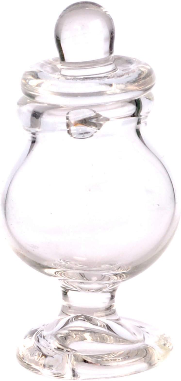 Dolls House Miniature Accessory Empty Apothecary Bonbon Footed Clear Glass Jar