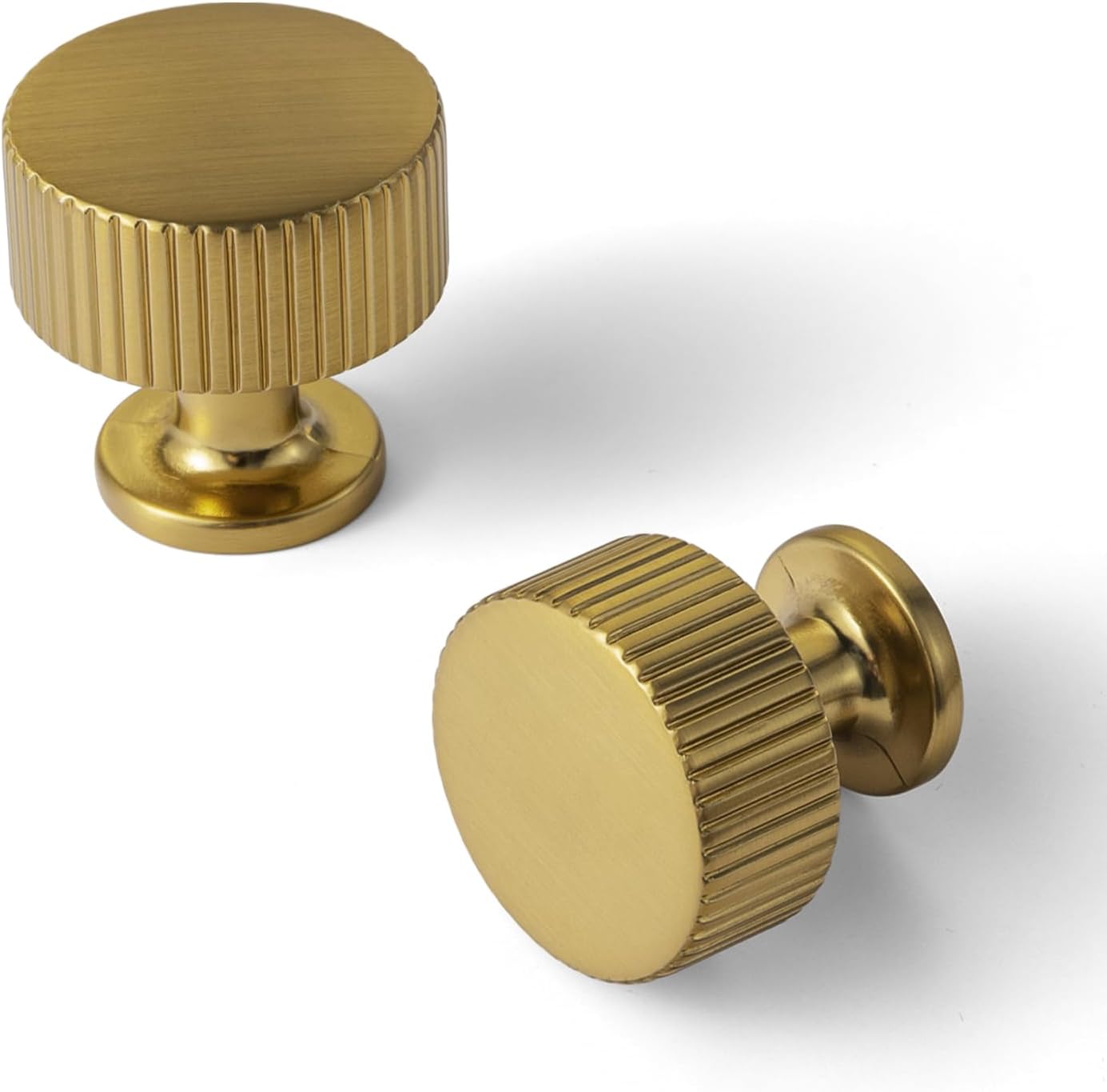 Goo-Ki Brushed Gold Zinc Alloy Cabinet Large Knob - Single Hole Striped Decorations Cabinet Pull Hardware for Bedroom, Kitchen, 6 Pack
