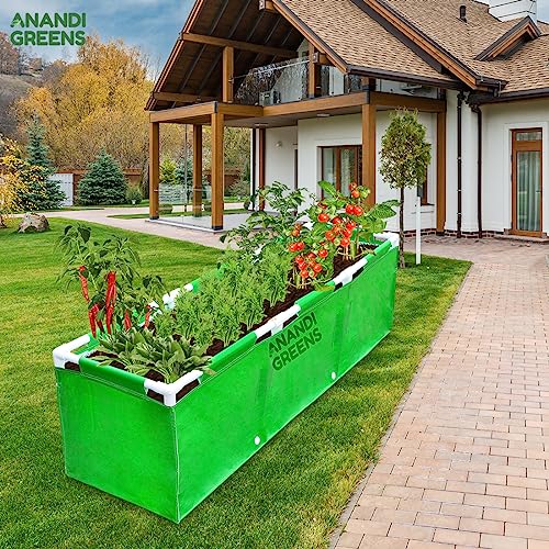 Image of Anandi Green's 5X1.25X1.25 Fit HDPE UV Protected 360 GSM Rectangular Plants Grow Bag Terrace Gardening Vegetable Garden with PVC Frame