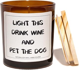 Dog Mom Gifts, Dog Lovers Gifts for Women, Light This Drink Wine and Pet The Candle - Lavender & Eucalyptus, Crafted by Natural Soy Wax & Natural Essential Oils