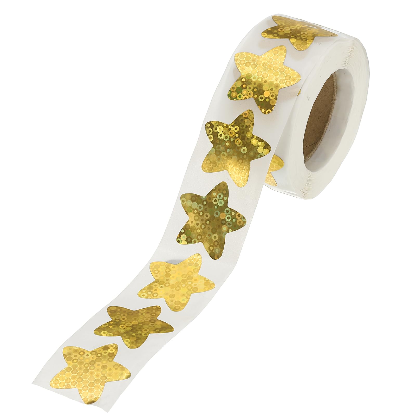 PATIKIL 1 Inch Star Stickers Roll, 1 Roll/500 Pcs Self-Adhesive Round Flash Stars Labels Metallic Foil Stickers Chart for Teacher Office Removal DIY Scrapbook, Gold