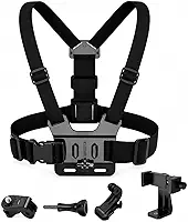 Suporte Peitoral para Celular e GoPro Ajustável 360° Colete para Gravação POV Moto Bike Corrida Trilha e Caminhadas Compatível com iPhone Android e Câmeras de Ação