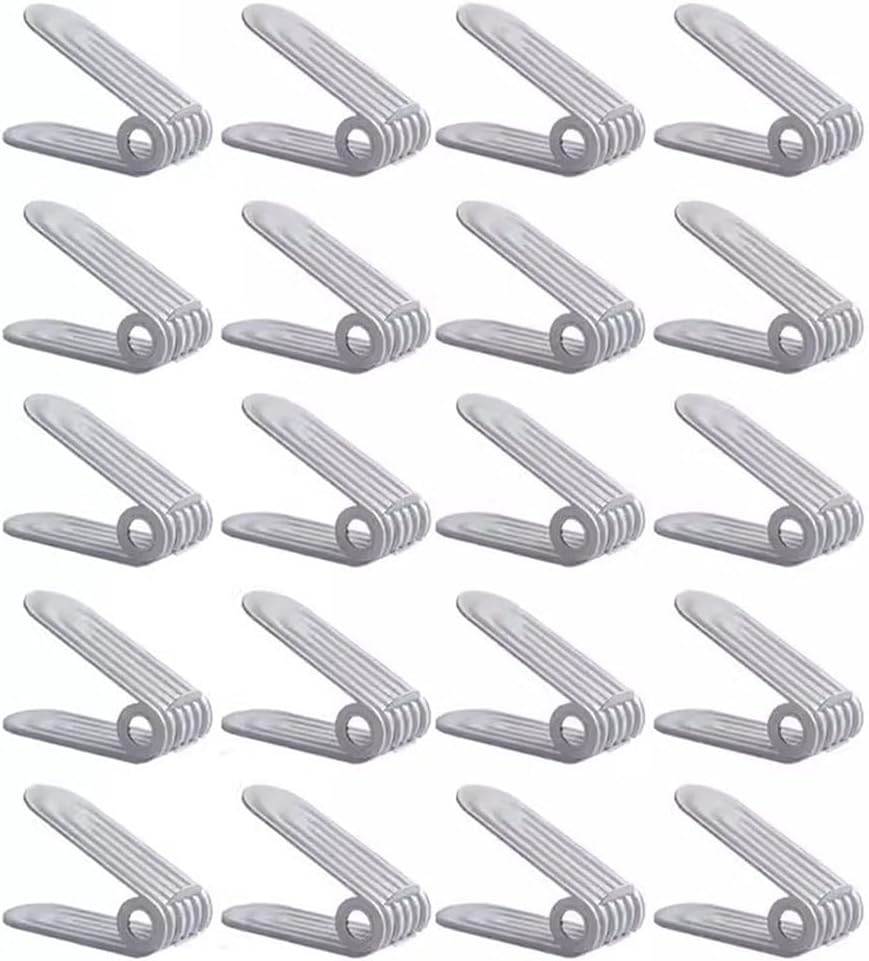 Shoe Slots Organizer Double Layer Adjustable Height Shoe Slot Organizer -20 Pack, Shoe Storage Folding Rack/Shoe Folding Device (Color : Gray-, Size : 20pcs)
