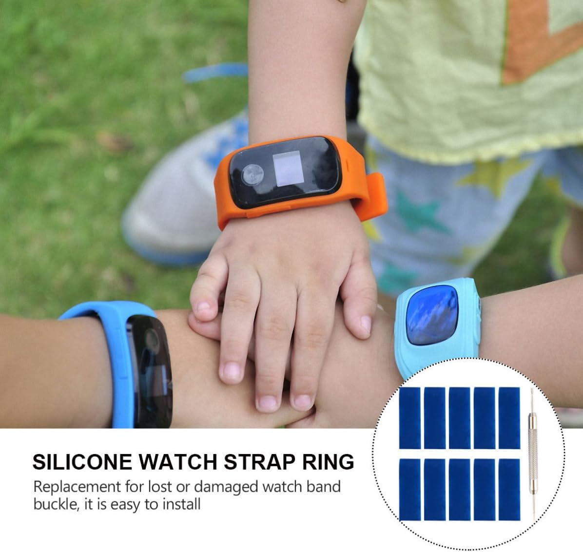 11pcs Silicone Watch Band Keepers with Anti-Skid Design and Repair Fork Replacement Watch Strap Rings for Lost or Damaged Buckles