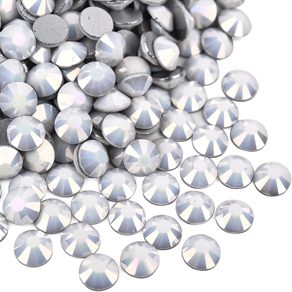 Image of 2880pcs Glass Flatback Rhinestones for Nail Art Crafts, Multi-Size Round Crystal Gems for DIY Decoration 2-4.8mm SS6-20 Starlight White