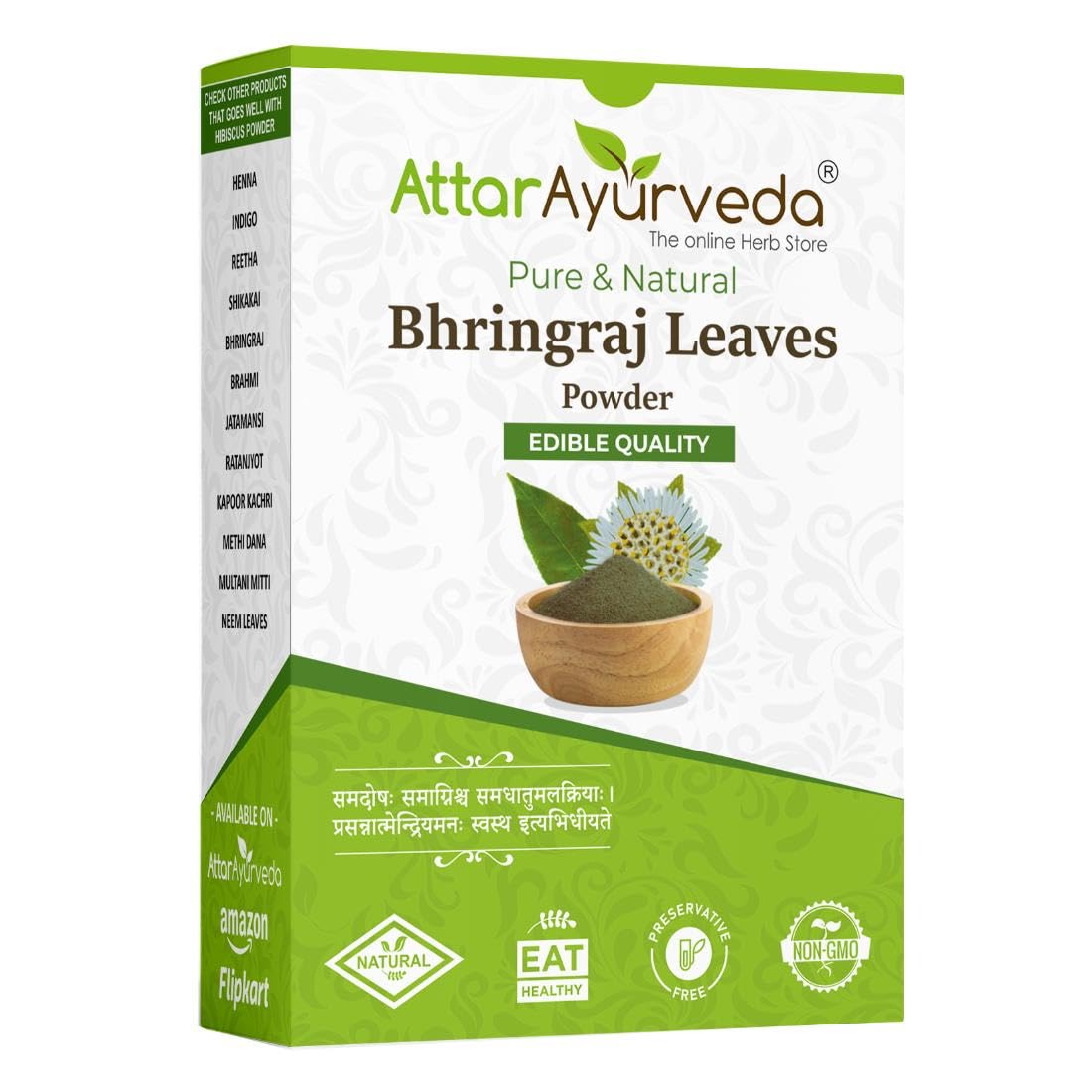 ATTAR AYURVEDA Natural Bhringraj Powder for Hair Growth (100g)