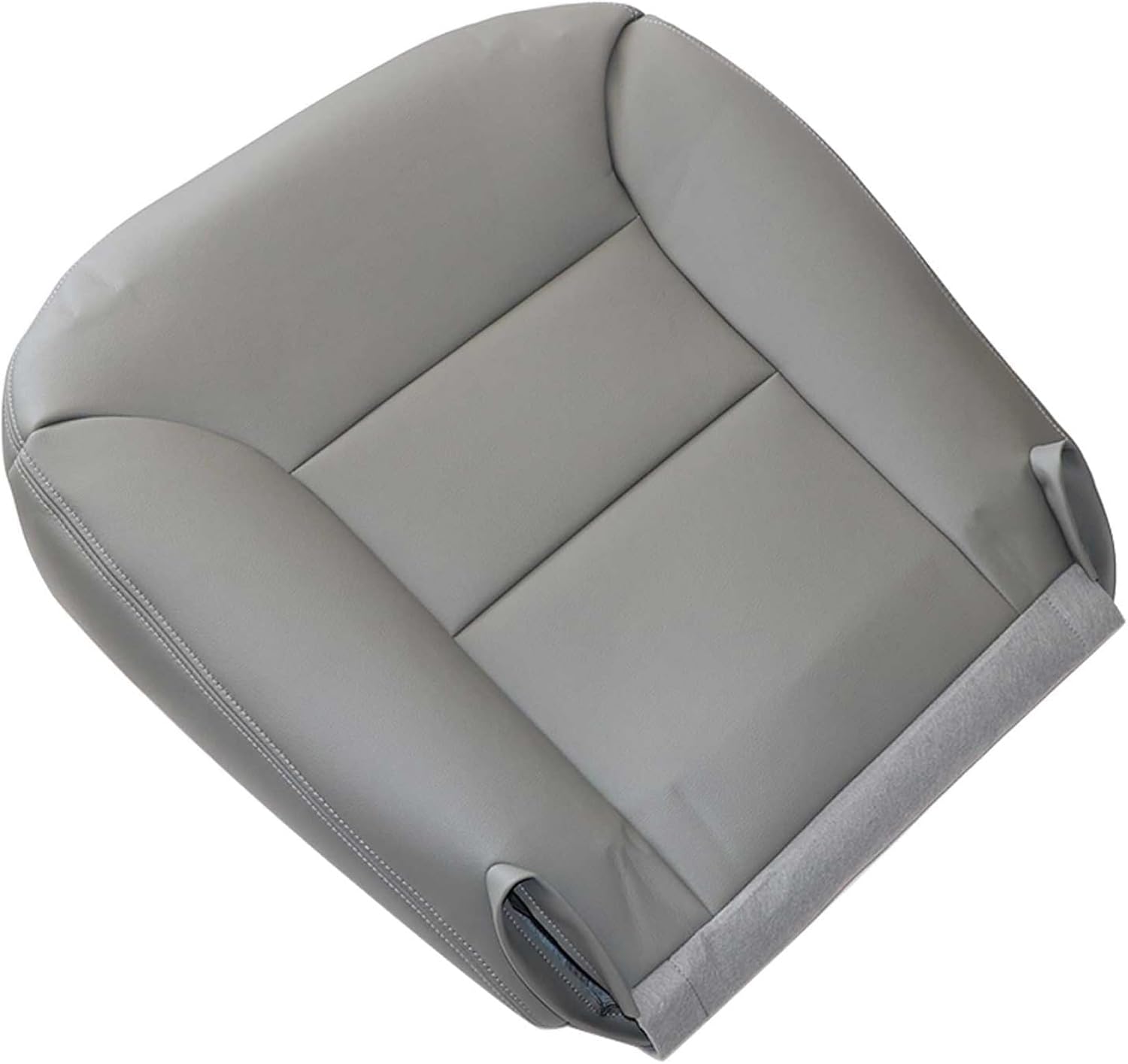 2PCS Driver Bottom Seat Cover and Foam Cushion Pewter Gray #132, Compatible with Chevy Silverado Tahoe Suburban GMC Sierra Yukon 1995-1999, Microfiber Leather