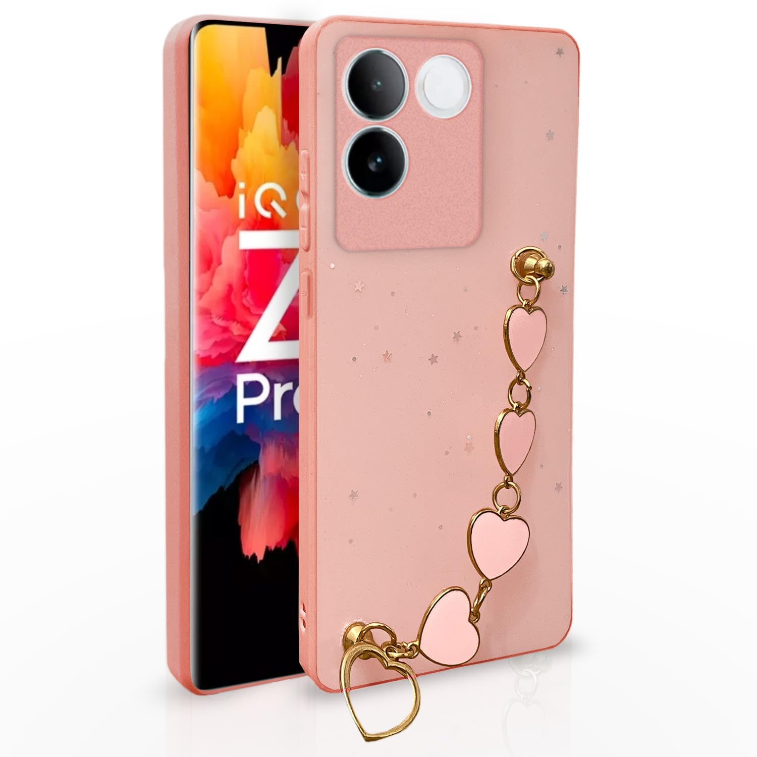 Pikkme iQOO Z7 Pro 5G Back Cover for Girls | Heart Shaped Metal Chain Blocks | Sparkling Soft TPU | Case for iQOO Z7 Pro 5G (Pink) (B0CHWBYVNZ) Amazon Price History, Amazon Price Tracker