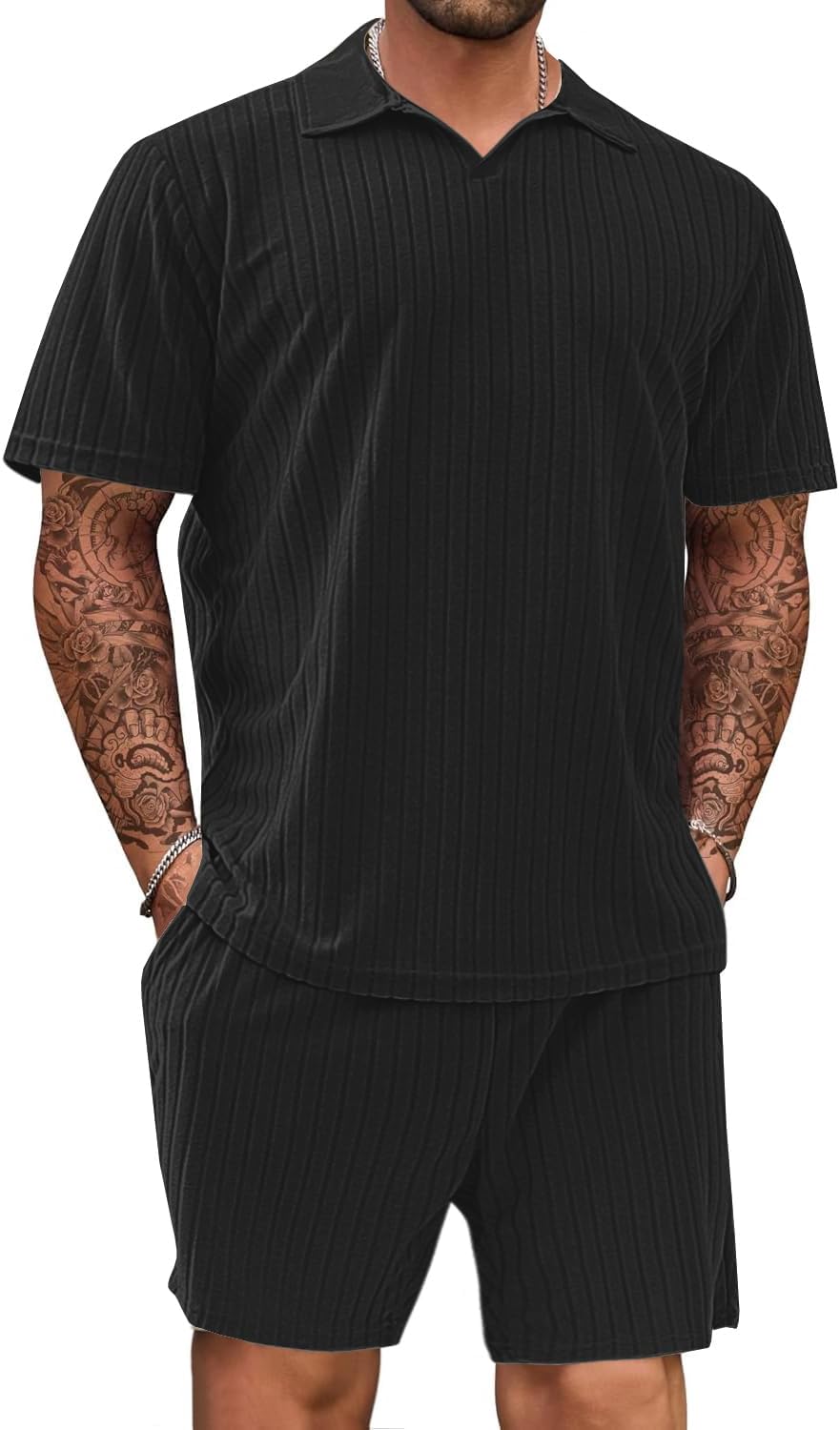 Mens 2 Piece Outfits Polo Shirt and Shorts Set Short Sleeve Tracksuits Casual Athletic Jogging Summer Outfits