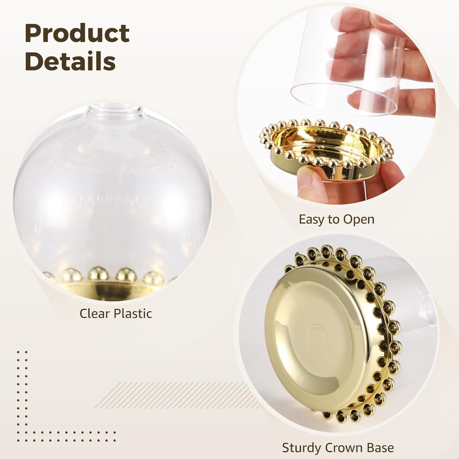 48 Pcs Gold Candy Boxes with 50 Pcs Tag and Hemp Rope, 3x3.5 in Elegant European Style Favors, Clear Candy Jars Decorations, Table Decorations for Wedding, Shower, Party