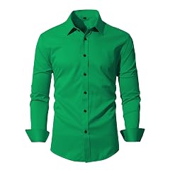 Mens Wrinkle-Free Dress Shirts Long Sleeve Button Down Shirt Regular Fit Casual Wedding Silky Sheen Looking Shirt