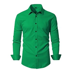 Mens Wrinkle-Free Dress Shirts Long Sleeve Button Down Shirt Regular Fit Casual Wedding Silky Sheen Looking Shirt