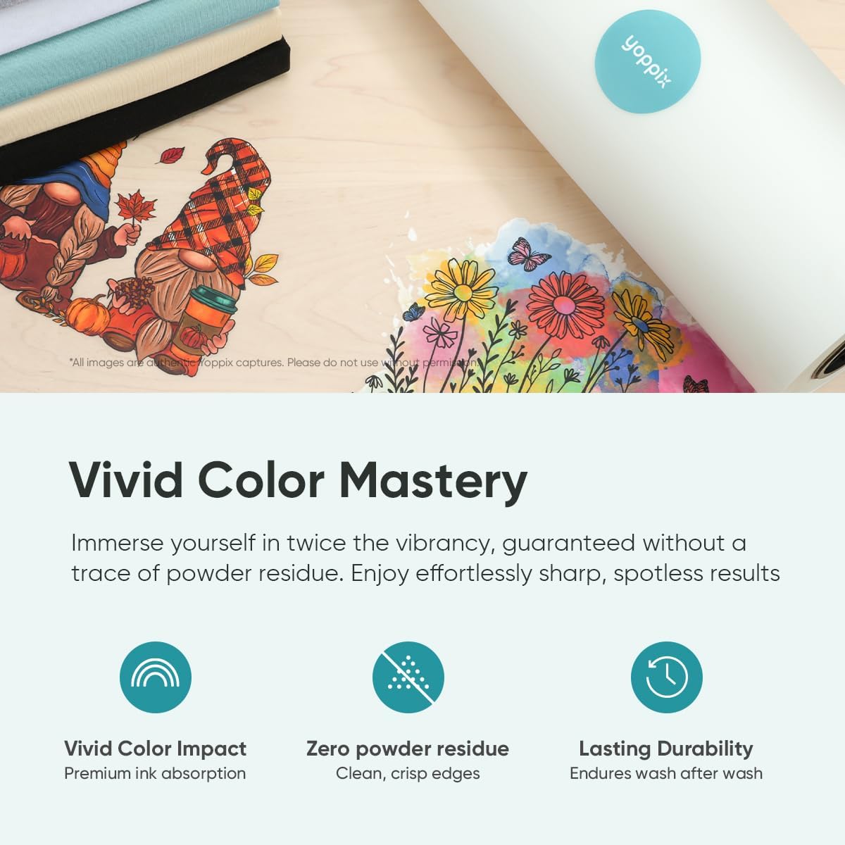 YOPPIX DTF Transfer Film Roll 13" x 328 ft - Premium DTF Film Roll A3+, Double-Sided Matte Clear PreTreat PET Transfer Paper, Hot & Cold Peel DTF Roll, Direct to Film for T-Shirts Textile