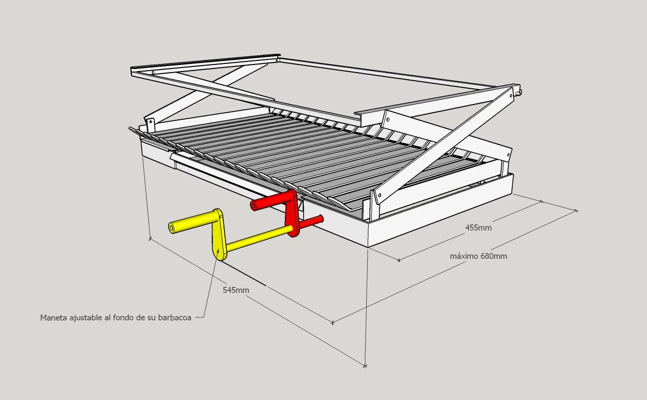 Cajon Barbacoa con Parrilla Elevable, Soporte barbacoa obra, Parrilla Chimenea leña, soporte elevador Barbacoa para tus Asados o Paellas, apta para Carbón y Leña (550)
