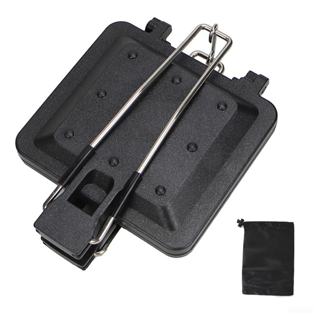 Poêle à sandwich pliable portable en alliage d'aluminium pour le camping, la cuisine et le petit déjeuner