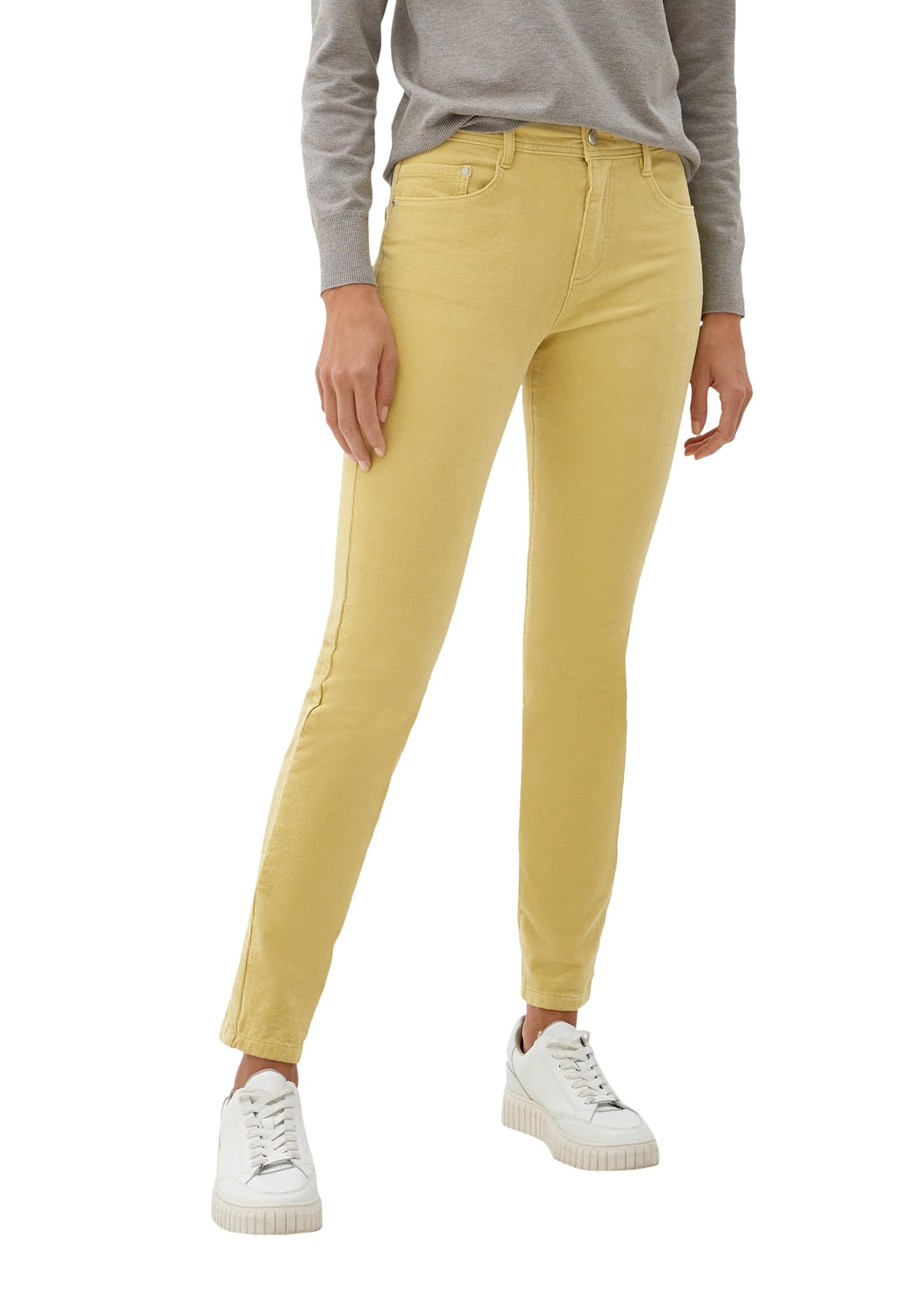 s.Oliver Women's 2122170 Corduroy Trousers, Slim fit, Yellow, 20