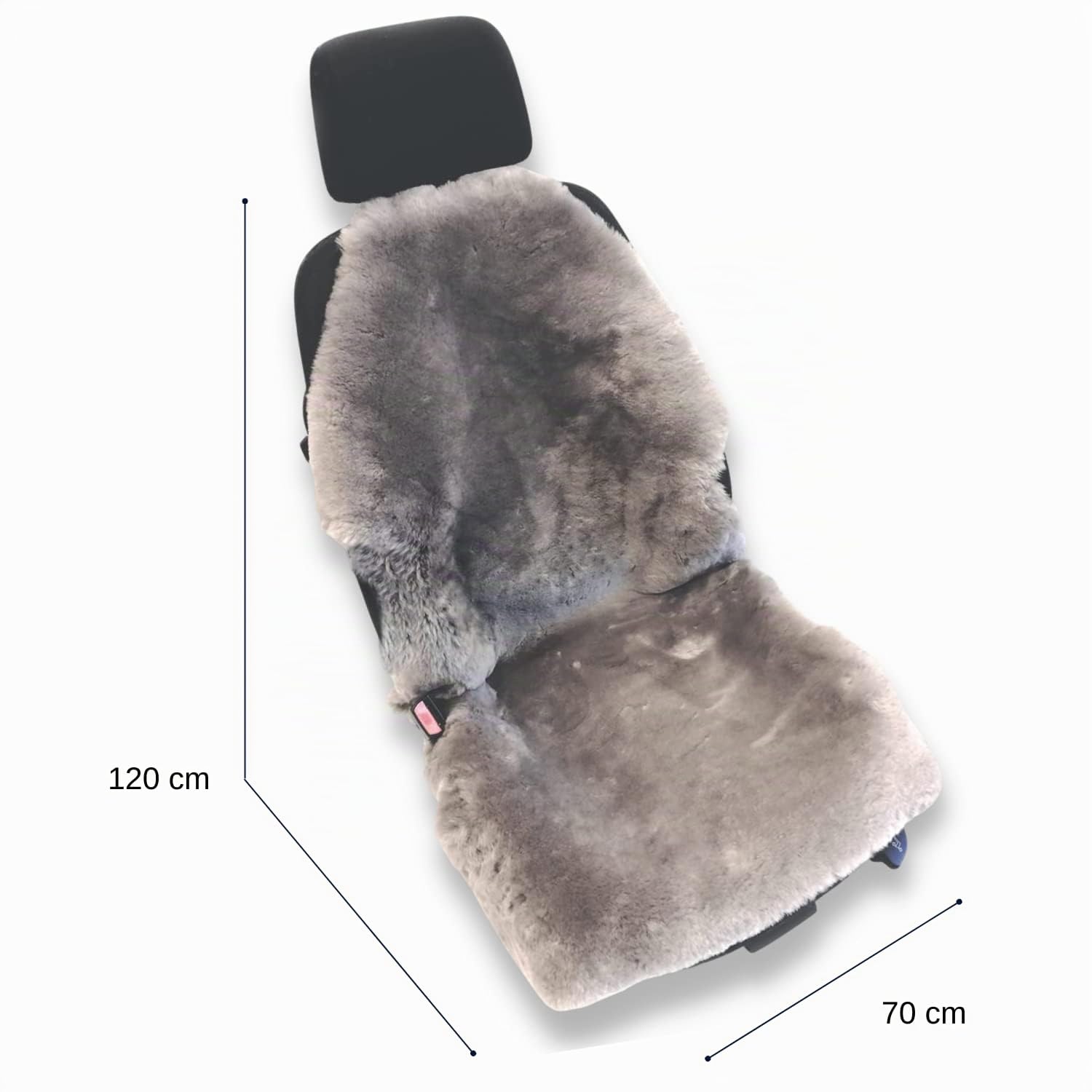 Autositzauflage kurzwollig Ledersitz aus bestem Merino Lammfell – Einfache Montage – Geeignet für Sommer und Winter – Universelle Passform – Made in Germany (Grau)