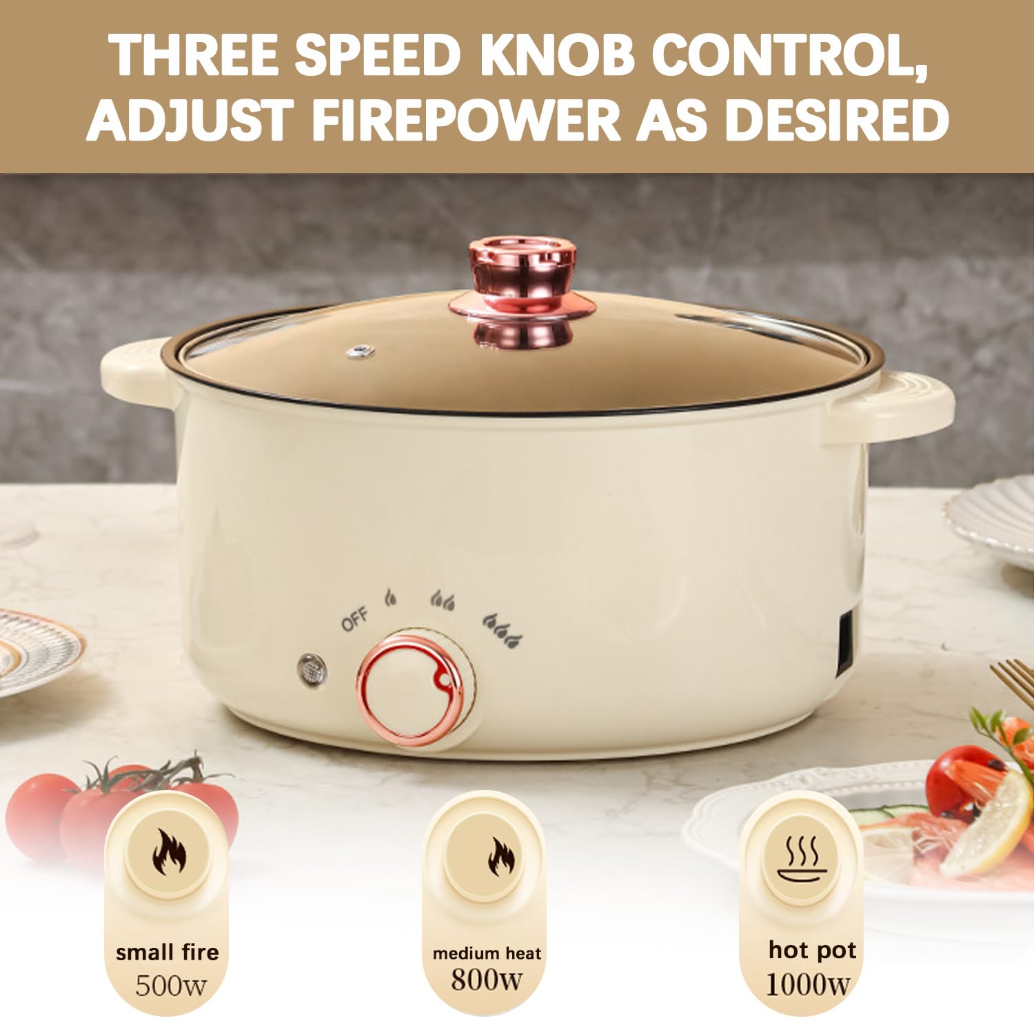 Hot Pot Pentola elettrica da 2 Lati, 3,5 l, 1000 W, Tre regolazioni di Potenza, Antiaderente, Multifunzionale, pentola Veloce per arrosti, Ramen, fonduta