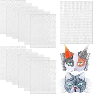 12 Pcs Eye Mesh DIY Mask Material Kit Plastic Eye Mesh Sheets for DIY Handicraft Make Dividers Mask Accessory Kit White