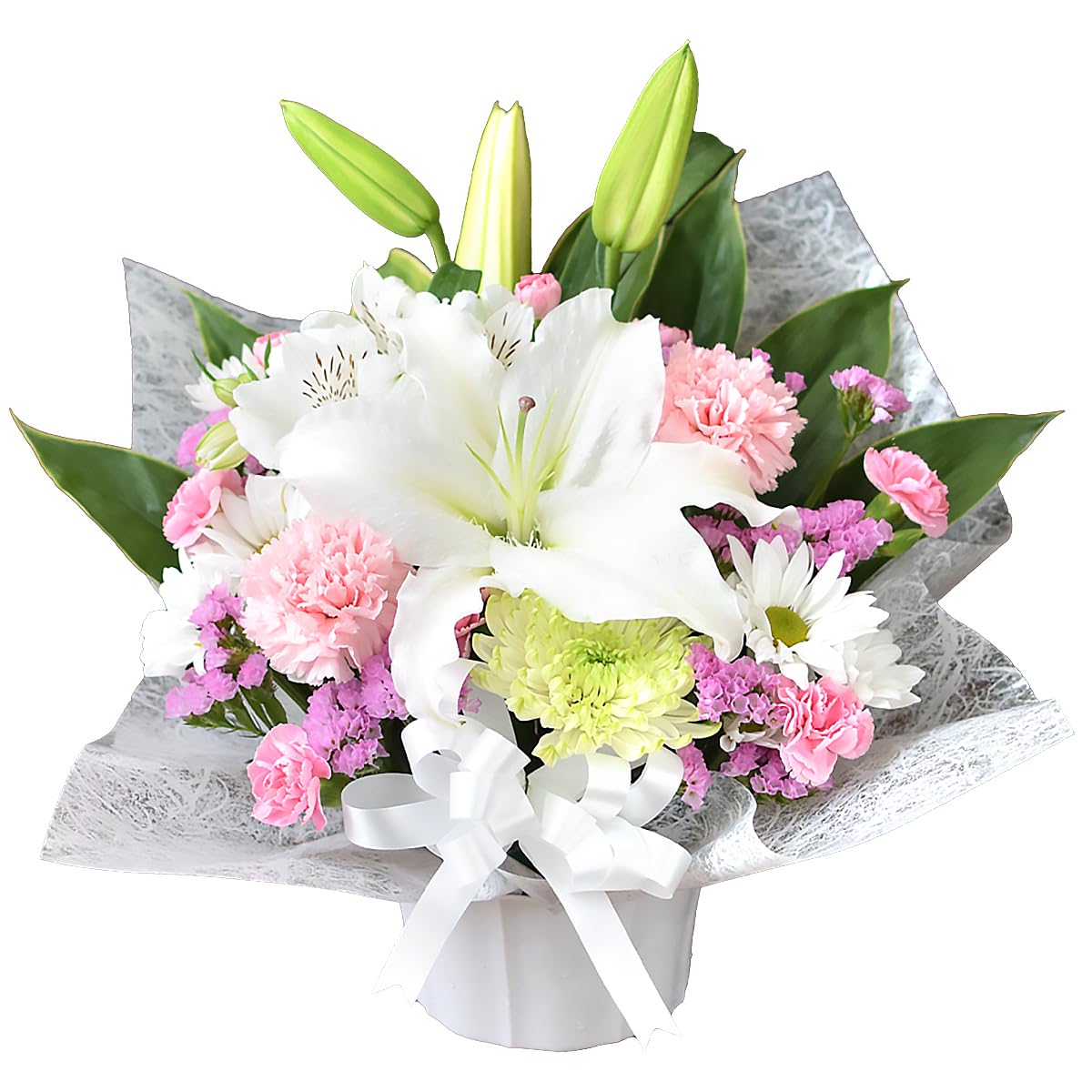 Amazon｜花由 お供え 仏花 アレンジメント 生花 (ユリ＋季節のお花