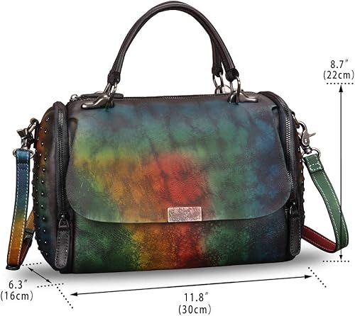 Miniatura 4 de Bolso bandolera de cuero genuino para mujer, estilo vintage, hecho a mano, bandolera