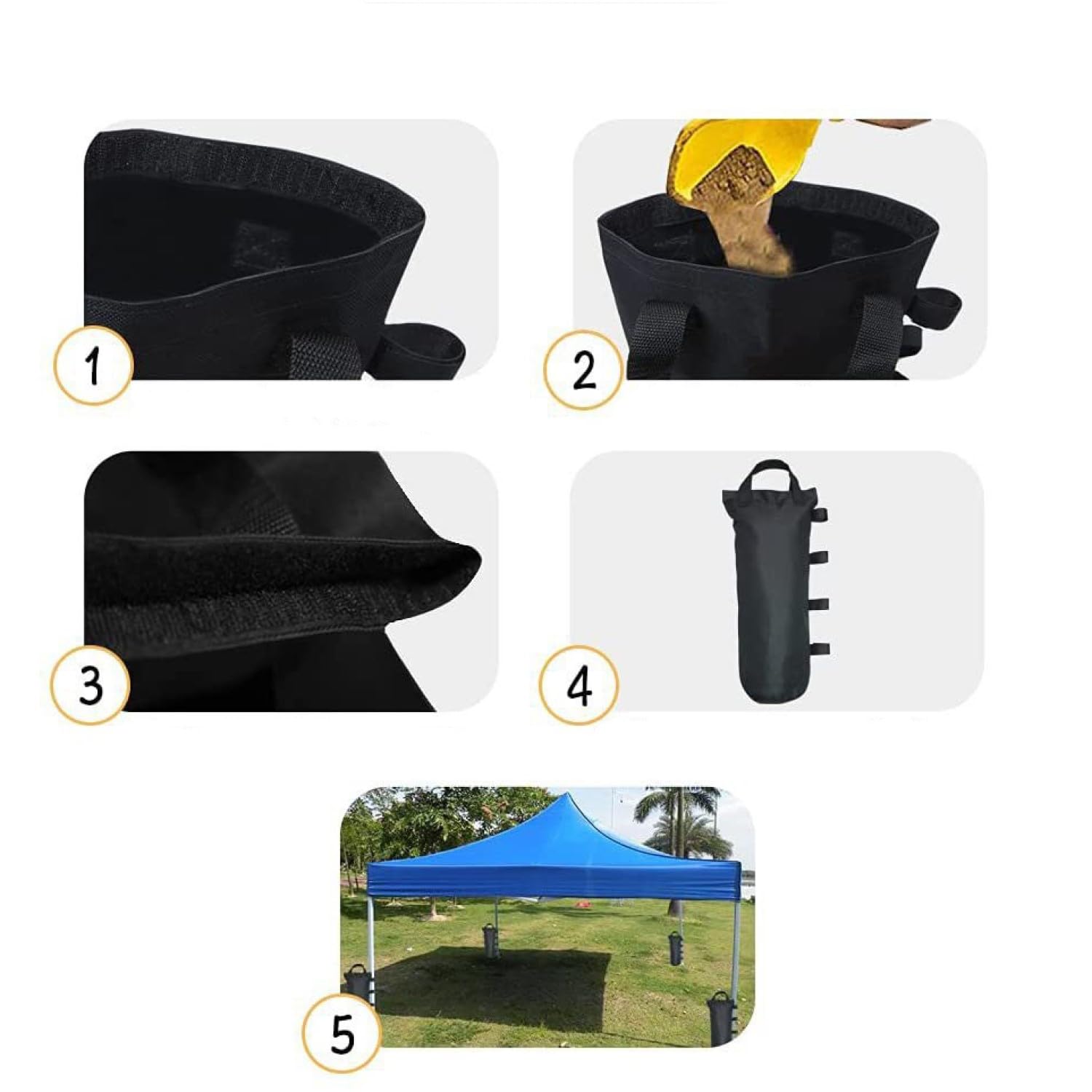 Sacos de Arena de 4 Piezas, Pesas de lastre para Gazebo de Grado Industrial, Sacos de Arena Recargables, Bolsas de Peso para Gazebo, Sacos de Arena para Exteriores, para gazebos, sombrillas de Patio