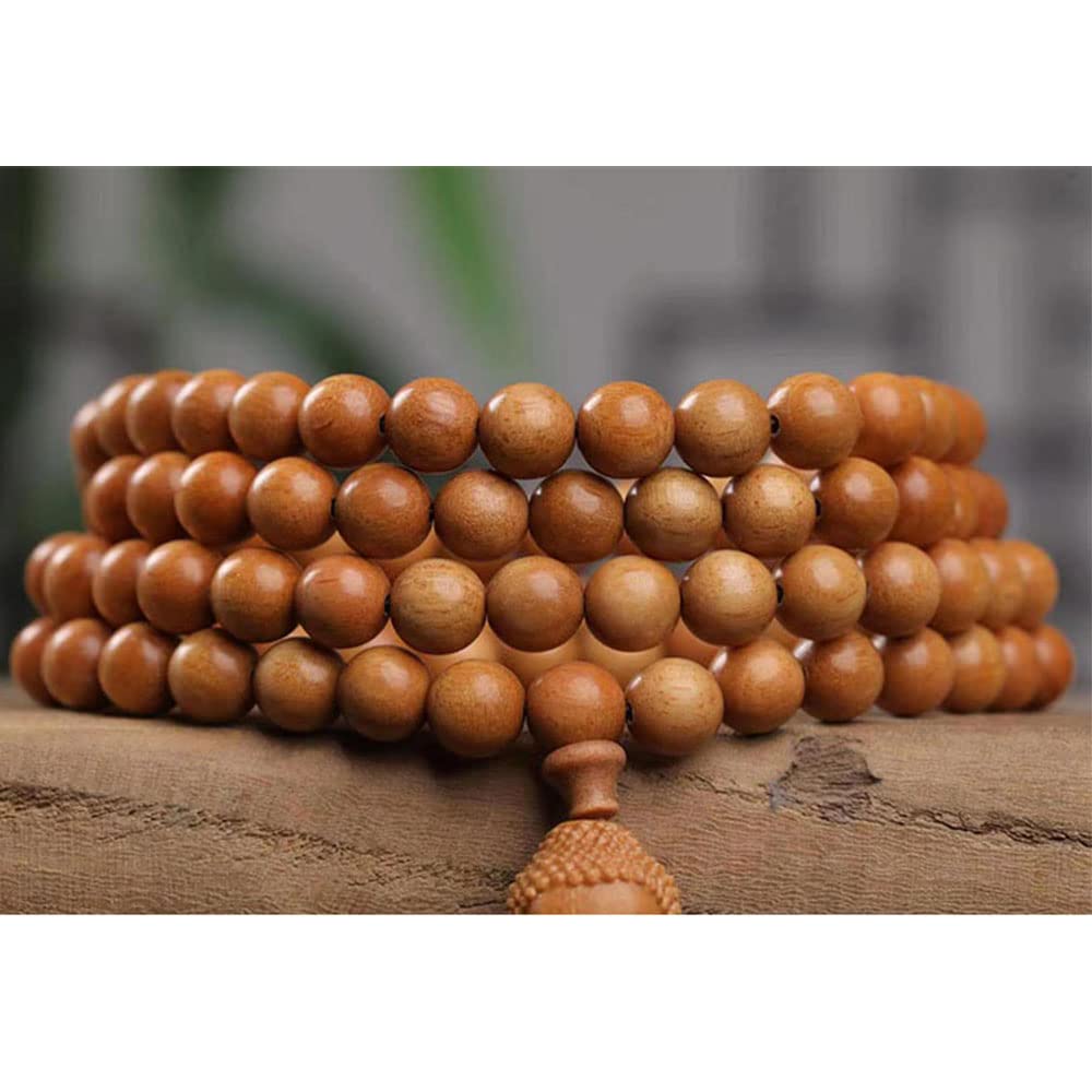 Braccialetto rosario, Bracciale multi-cerchio con perline in teak da 6 mm