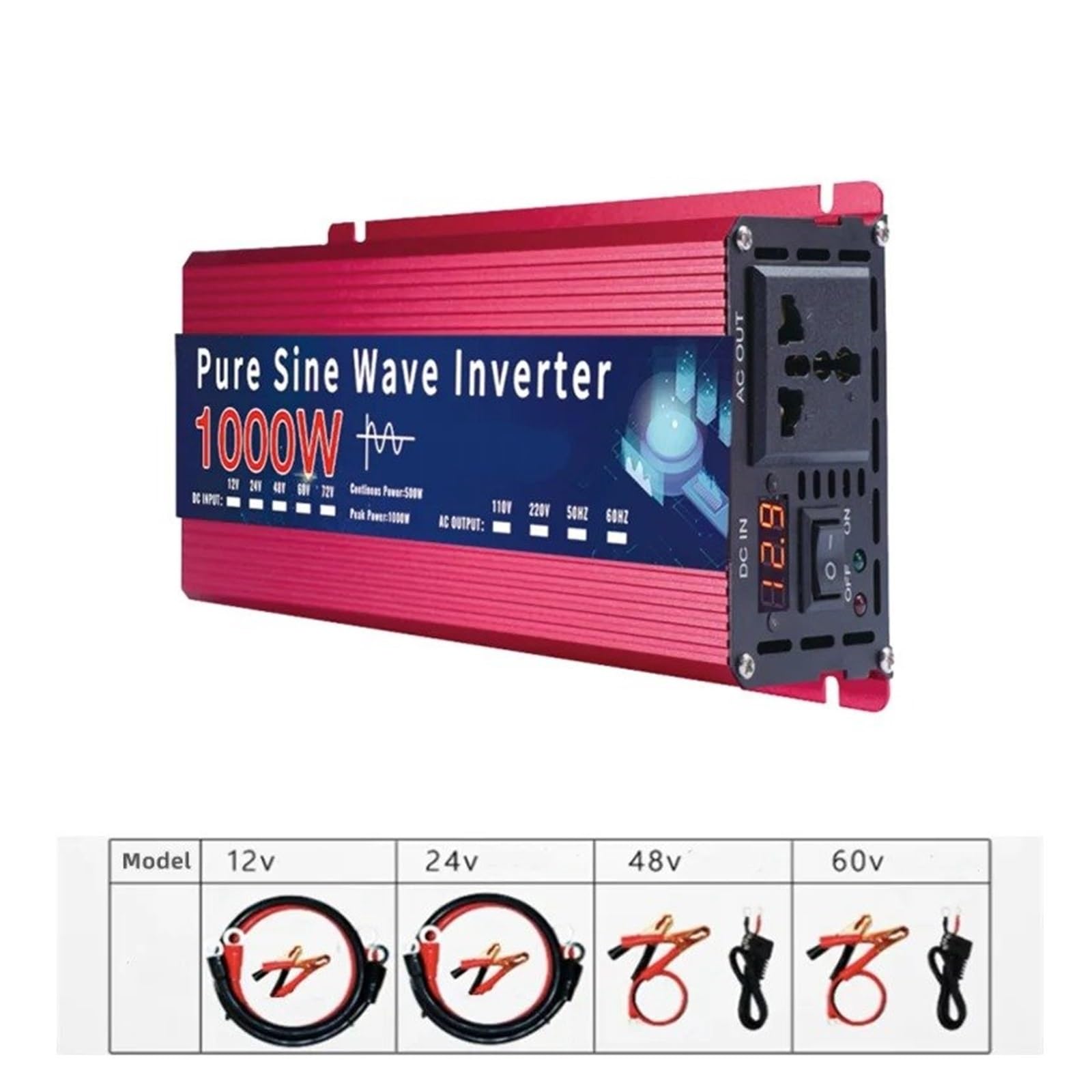 Inverter Inverter Solare Per Auto 2000W 4000W 5000W A Onda Sinusoidale Pura 12V 220V 110V CC A CA 50Hz 60Hz Convertitore Tensione Alimentazione Convertitore Tensione(12V,110V 60HZ,1000W Uni)