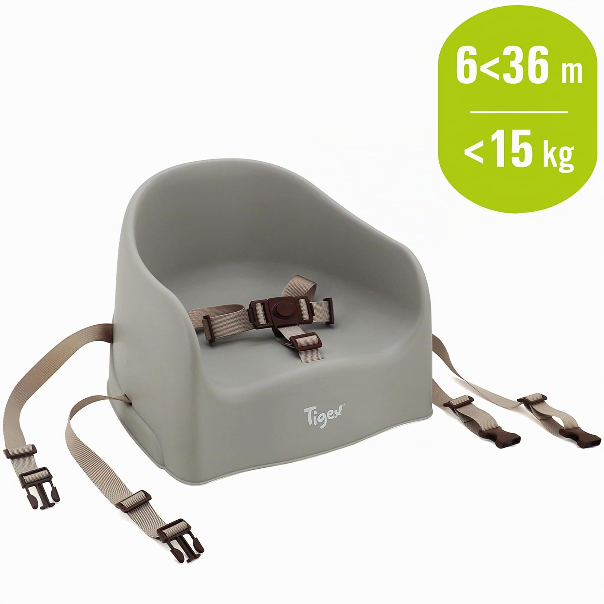 Tigex Rehausseur de Chaise Enfant, Compact et Facile à Transporter, 6-36 Mois (15kg), Taupe